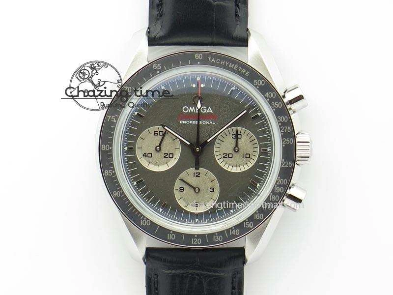 Speedmaster Apollo XVII Gray Dial On Black Leather Strap Manual Winding Chrono Movement