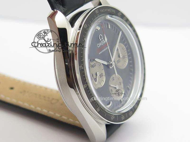 Speedmaster Apollo XVII Gray Dial On Black Leather Strap Manual Winding Chrono Movement