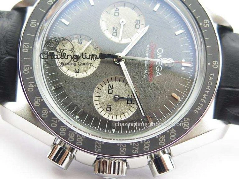 Speedmaster Apollo XVII Gray Dial On Black Leather Strap Manual Winding Chrono Movement