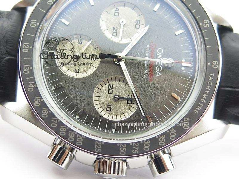 Speedmaster Apollo XVII Gray Dial On Black Leather Strap Manual Winding Chrono Movement