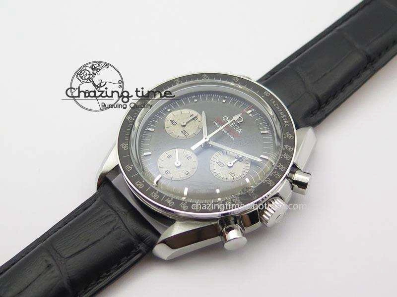 Speedmaster Apollo XVII Gray Dial On Black Leather Strap Manual Winding Chrono Movement