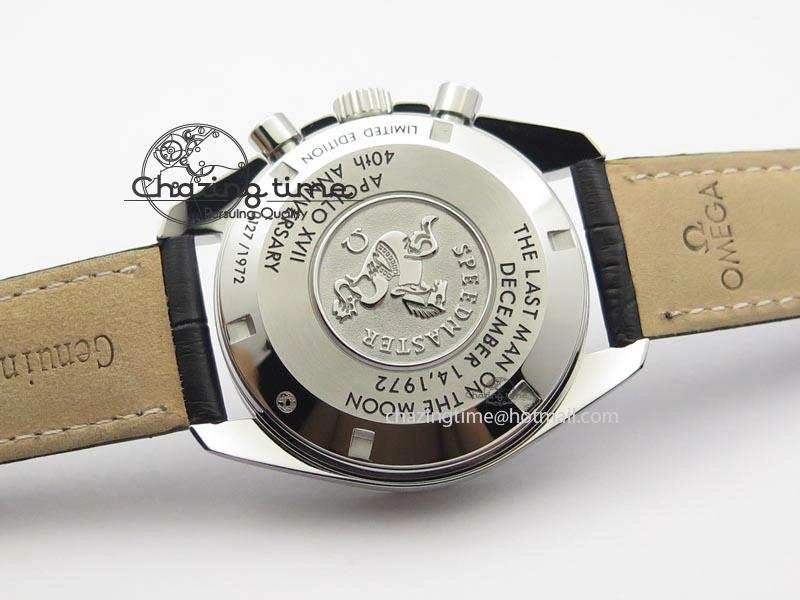 Speedmaster Apollo XVII Gray Dial On Black Leather Strap Manual Winding Chrono Movement