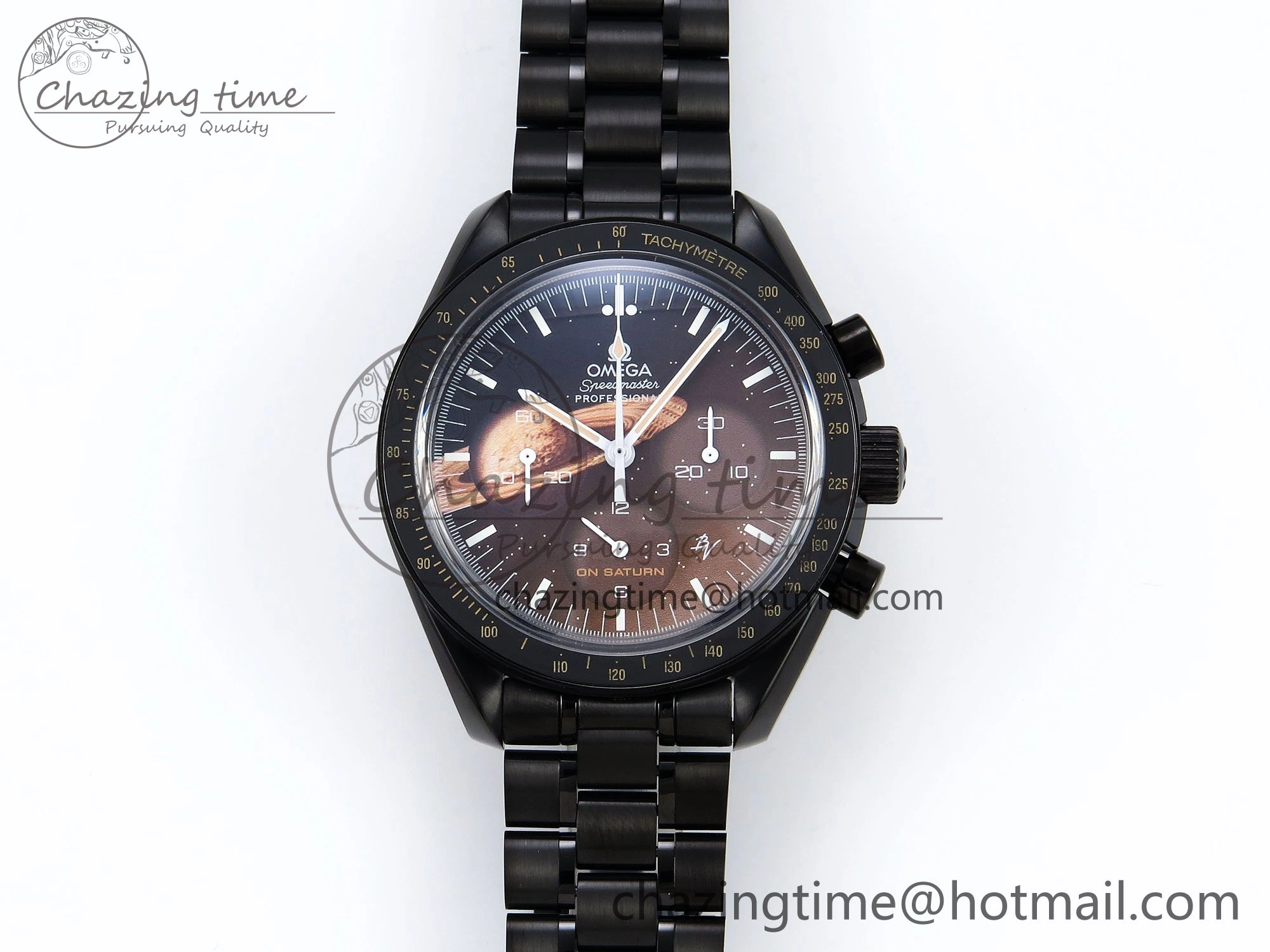 Speedmaster Black Benom PVD Saturn RMF Best Edition on PVD Bracelet Lemania HW