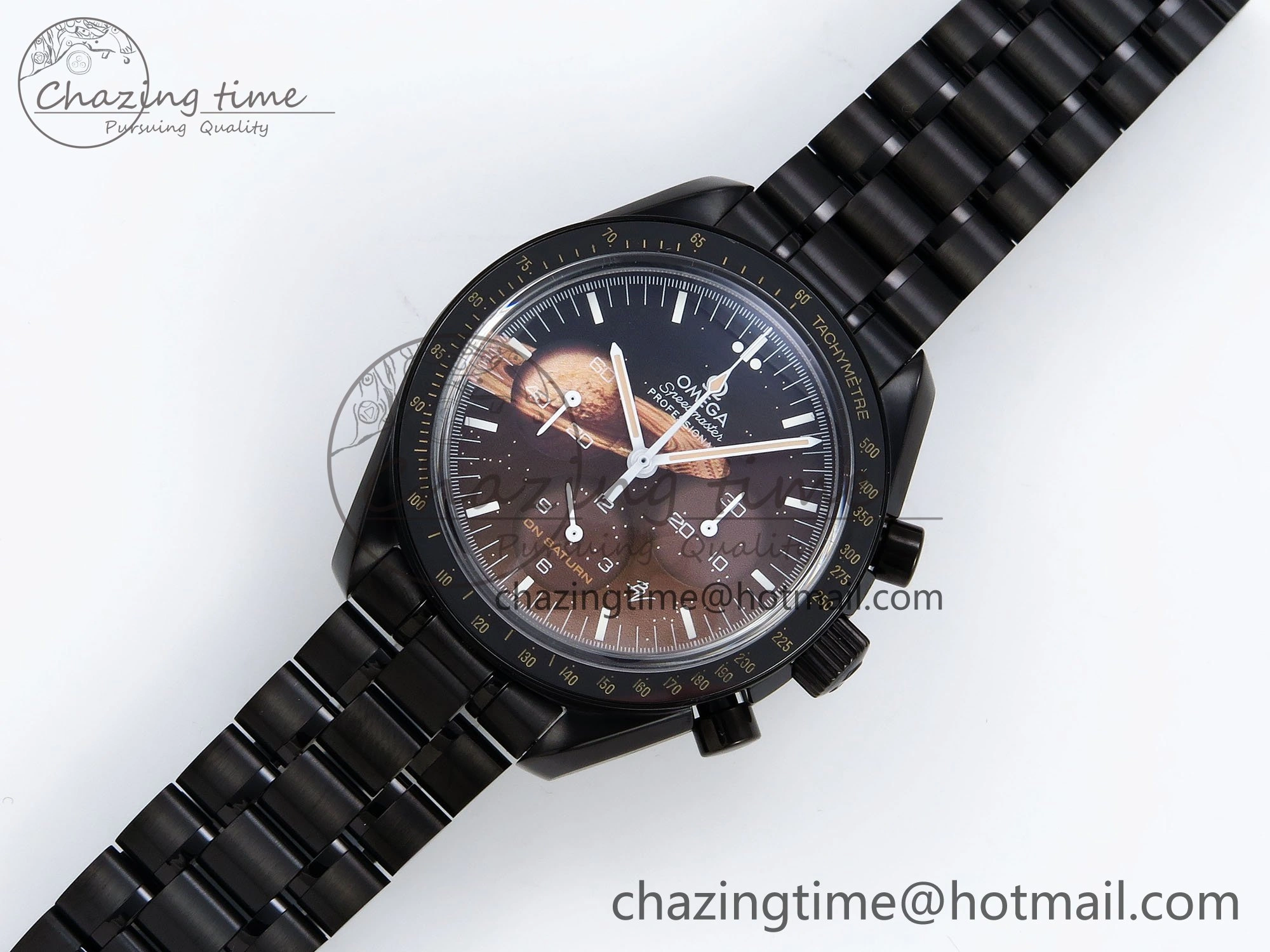 Speedmaster Black Benom PVD Saturn RMF Best Edition on PVD Bracelet Lemania HW
