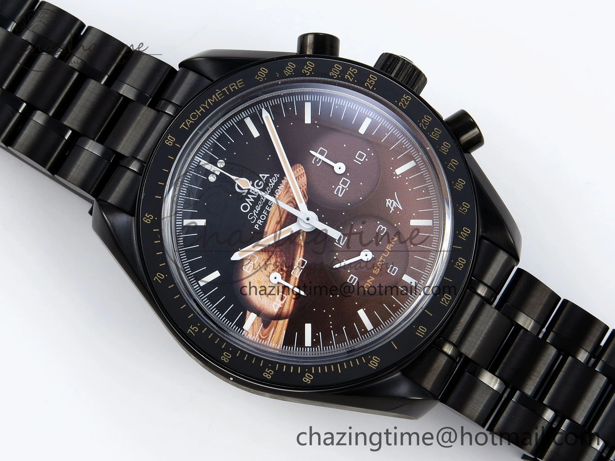 Speedmaster Black Benom PVD Saturn RMF Best Edition on PVD Bracelet Lemania HW