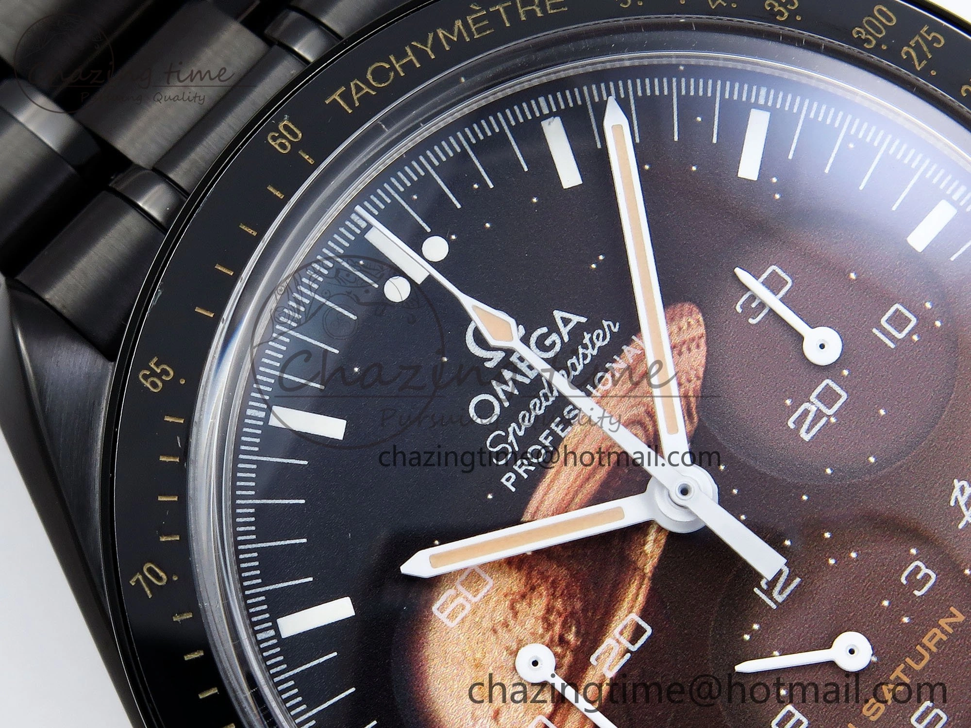 Speedmaster Black Benom PVD Saturn RMF Best Edition on PVD Bracelet Lemania HW