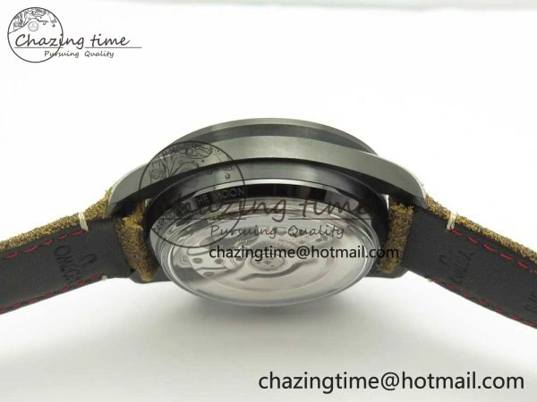 Speedmaster “Dark Side of The Moon” Real Ceramic OMF 1:1 Best Edition Vintage Black on Brown Leather Strap A9300