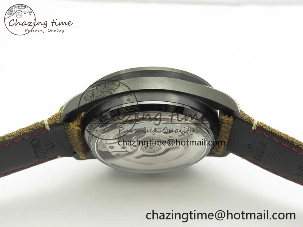 Speedmaster “Dark Side of The Moon” Real Ceramic OMF 1:1 Best Edition Vintage Black on Brown Leather Strap A9300