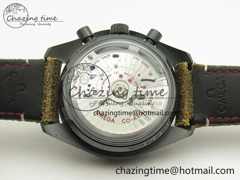 Speedmaster “Dark Side of The Moon” Real Ceramic OMF 1:1 Best Edition Vintage Black on Brown Leather Strap A9300