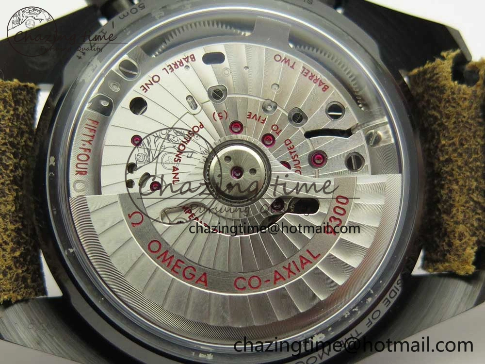Speedmaster “Dark Side of The Moon” Real Ceramic OMF 1:1 Best Edition Vintage Black on Brown Leather Strap A9300