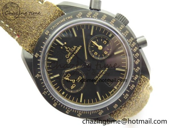Speedmaster “Dark Side of The Moon” Real Ceramic OMF 1:1 Best Edition Vintage Black on Brown Leather Strap A9300