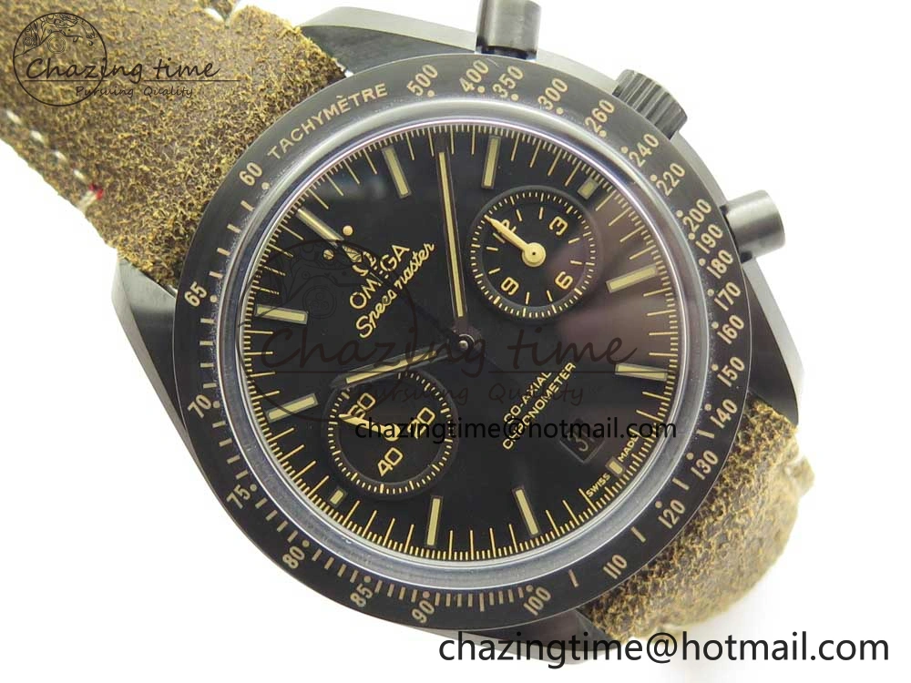 Speedmaster “Dark Side of The Moon” Real Ceramic OMF 1:1 Best Edition Vintage Black on Brown Leather Strap A9300