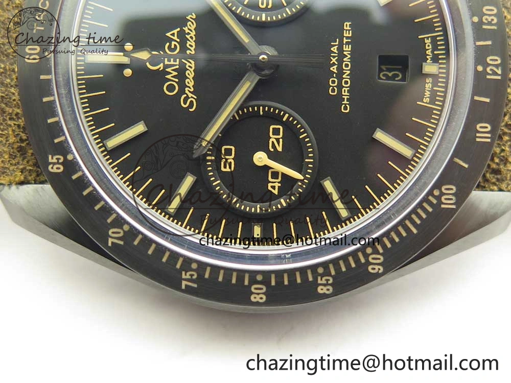 Speedmaster “Dark Side of The Moon” Real Ceramic OMF 1:1 Best Edition Vintage Black on Brown Leather Strap A9300