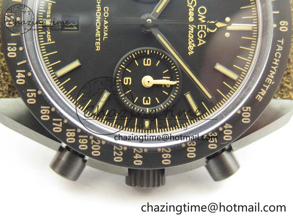 Speedmaster “Dark Side of The Moon” Real Ceramic OMF 1:1 Best Edition Vintage Black on Brown Leather Strap A9300