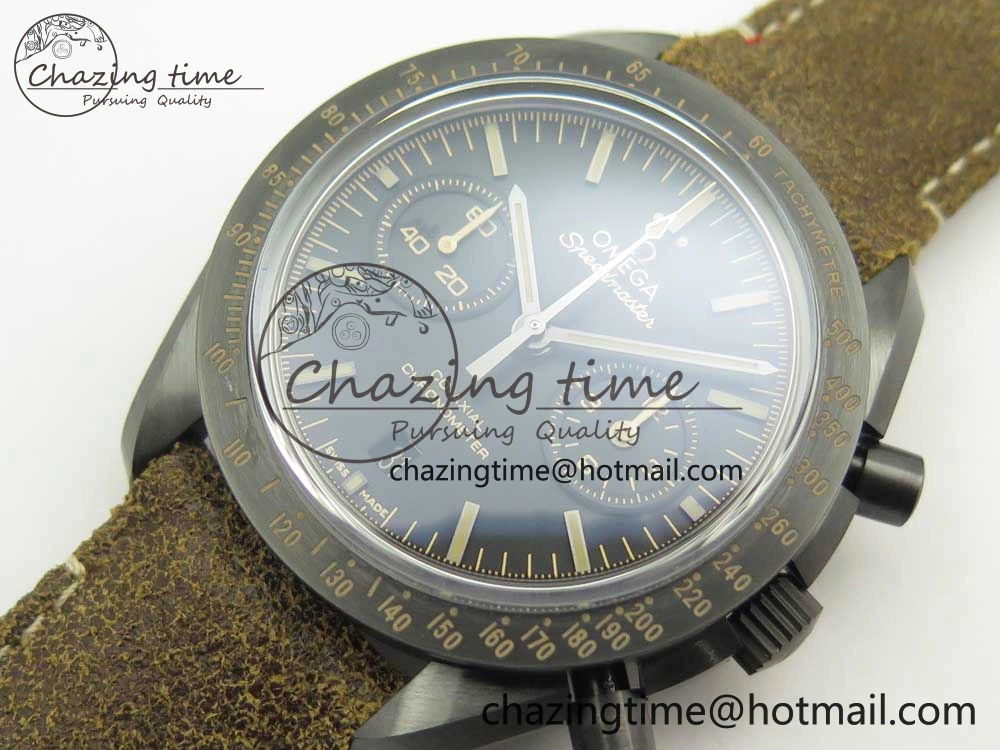 Speedmaster “Dark Side of The Moon” Real Ceramic OMF 1:1 Best Edition Vintage Black on Brown Leather Strap A9300