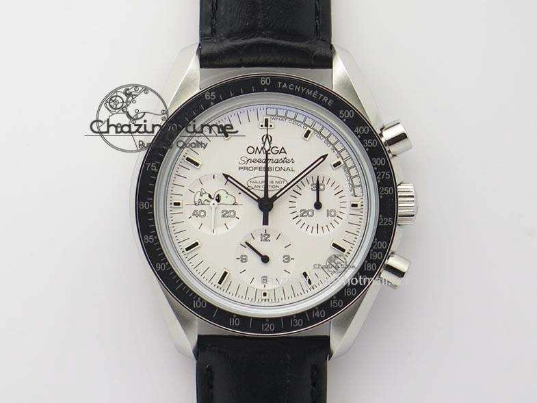 Speedmaster JHF SS Snoopy Award 45th Anniversary White Dial On Black Leather Strap