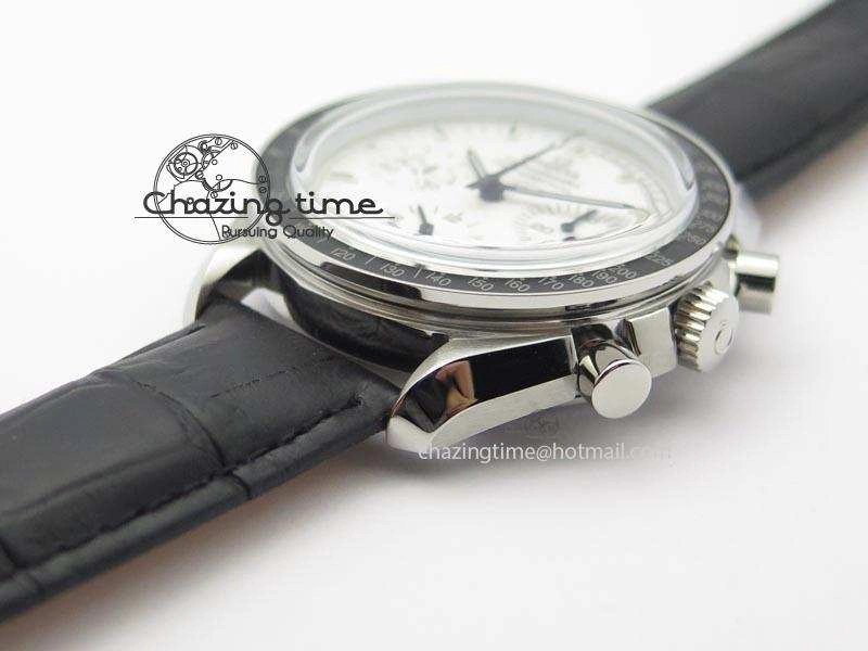 Speedmaster JHF SS Snoopy Award 45th Anniversary White Dial On Black Leather Strap