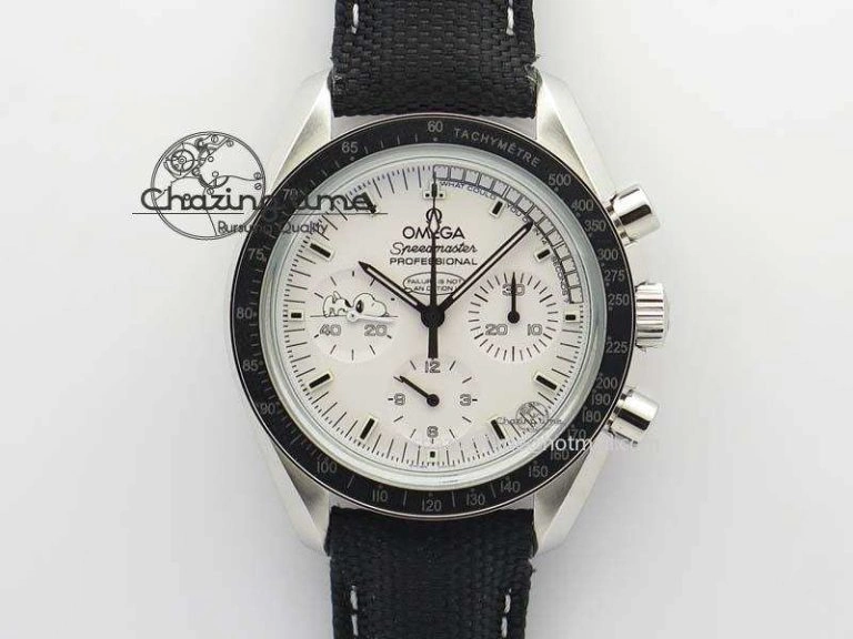 Speedmaster JHF SS Snoopy Award 45th Anniversary White Dial On Black Nylon Strap