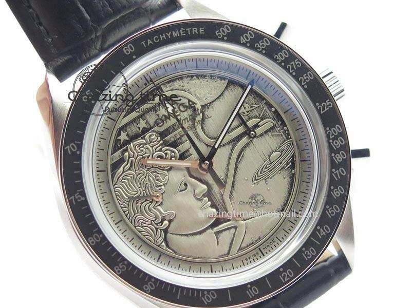 Speedmaster JHF SS ‘Work on the Moon’ Gary Dial On Black Leather Strap