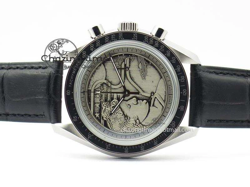 Speedmaster JHF SS ‘Work on the Moon’ Gary Dial On Black Leather Strap