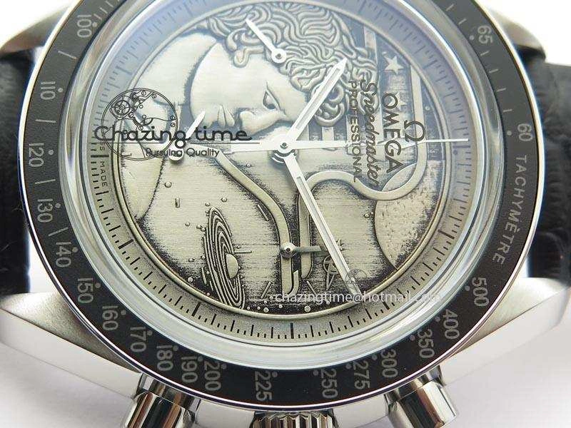 Speedmaster JHF SS ‘Work on the Moon’ Gary Dial On Black Leather Strap