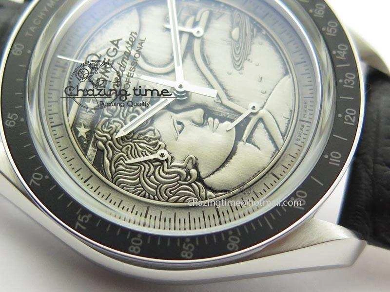 Speedmaster JHF SS ‘Work on the Moon’ Gary Dial On Black Leather Strap