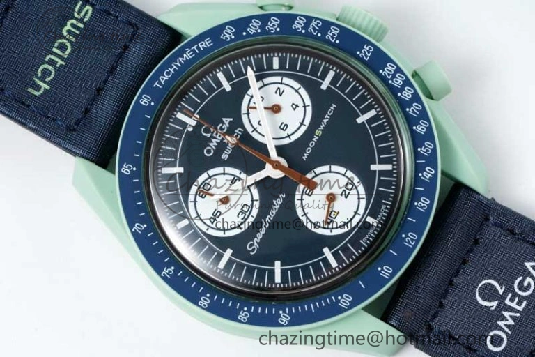 Speedmaster Misson On Earth 1:1 Best Edition Blue Dial On Nylon Strap Quartz