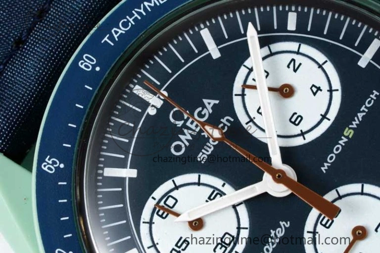 Speedmaster Misson On Earth 1:1 Best Edition Blue Dial On Nylon Strap Quartz