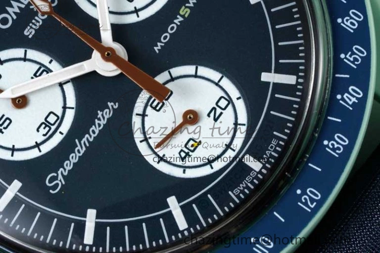 Speedmaster Misson On Earth 1:1 Best Edition Blue Dial On Nylon Strap Quartz