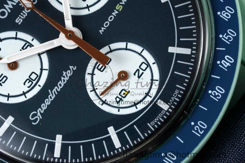 Speedmaster Misson On Earth 1:1 Best Edition Blue Dial On Nylon Strap Quartz