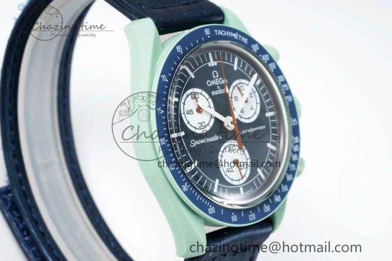 Speedmaster Misson On Earth 1:1 Best Edition Blue Dial On Nylon Strap Quartz