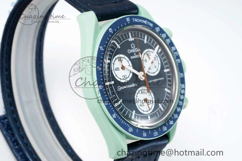 Speedmaster Misson On Earth 1:1 Best Edition Blue Dial On Nylon Strap Quartz