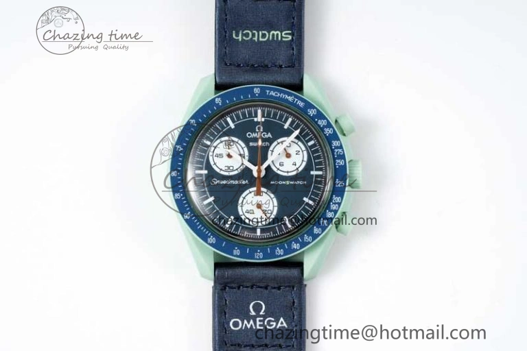 Speedmaster Misson On Earth 1:1 Best Edition Blue Dial On Nylon Strap Quartz