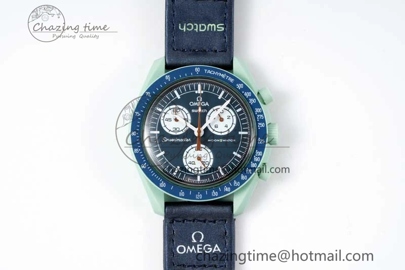 Speedmaster Misson On Earth 1:1 Best Edition Blue Dial On Nylon Strap Quartz
