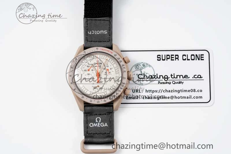 Speedmaster Misson To Jupiter 1:1 Best Edition Brown Dial On Nylon Strap Quartz