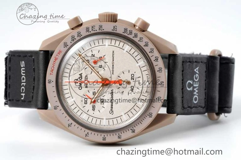 Speedmaster Misson To Jupiter 1:1 Best Edition Brown Dial On Nylon Strap Quartz