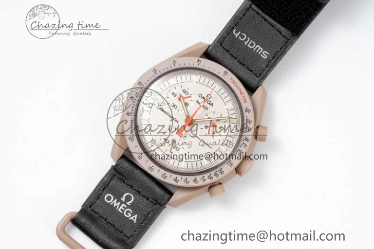 Speedmaster Misson To Jupiter 1:1 Best Edition Brown Dial On Nylon Strap Quartz