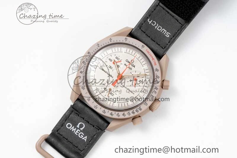 Speedmaster Misson To Jupiter 1:1 Best Edition Brown Dial On Nylon Strap Quartz
