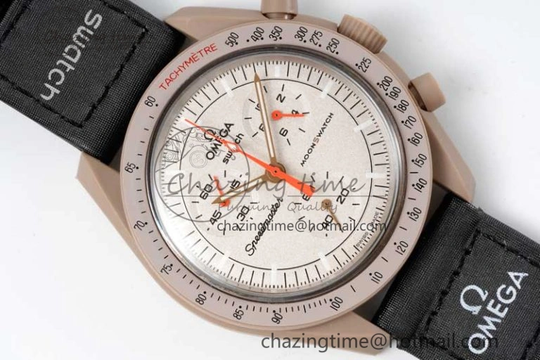 Speedmaster Misson To Jupiter 1:1 Best Edition Brown Dial On Nylon Strap Quartz