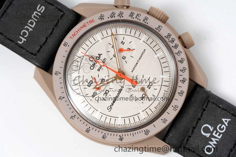 Speedmaster Misson To Jupiter 1:1 Best Edition Brown Dial On Nylon Strap Quartz