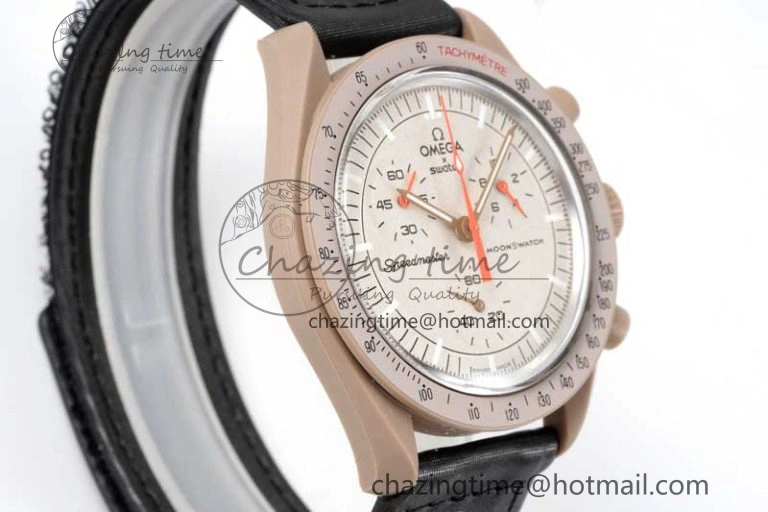 Speedmaster Misson To Jupiter 1:1 Best Edition Brown Dial On Nylon Strap Quartz