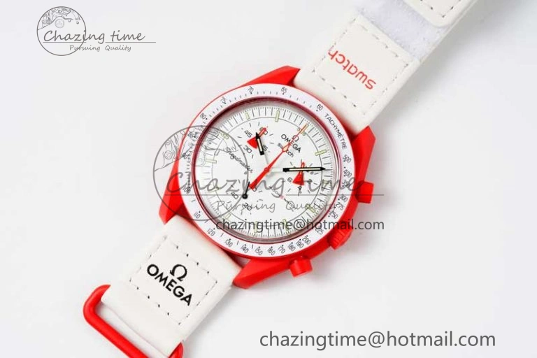 Speedmaster Misson To Mars 1:1 Best Edition White Dial On Nylon Strap Quartz