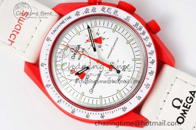 Speedmaster Misson To Mars 1:1 Best Edition White Dial On Nylon Strap Quartz
