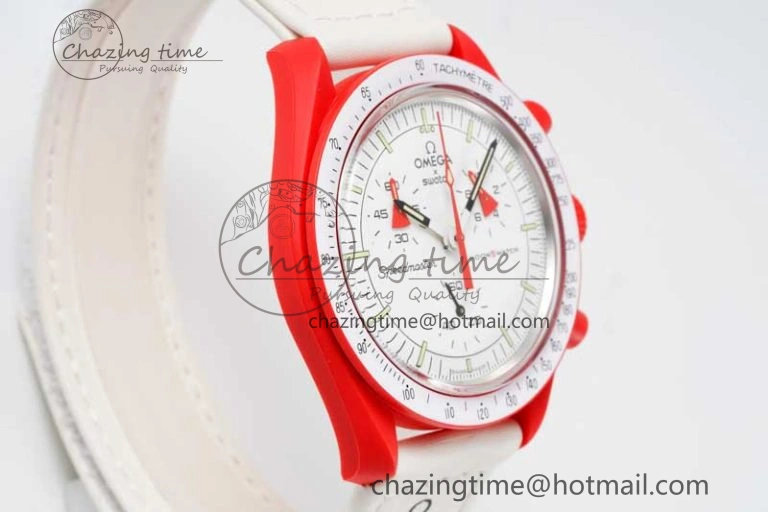 Speedmaster Misson To Mars 1:1 Best Edition White Dial On Nylon Strap Quartz