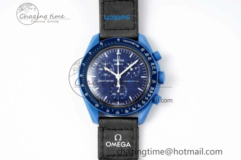 Speedmaster Misson To Neptune 1:1 Best Edition Blue Dial On Nylon Strap Quartz