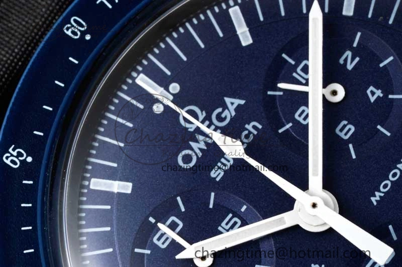 Speedmaster Misson To Neptune 1:1 Best Edition Blue Dial On Nylon Strap Quartz