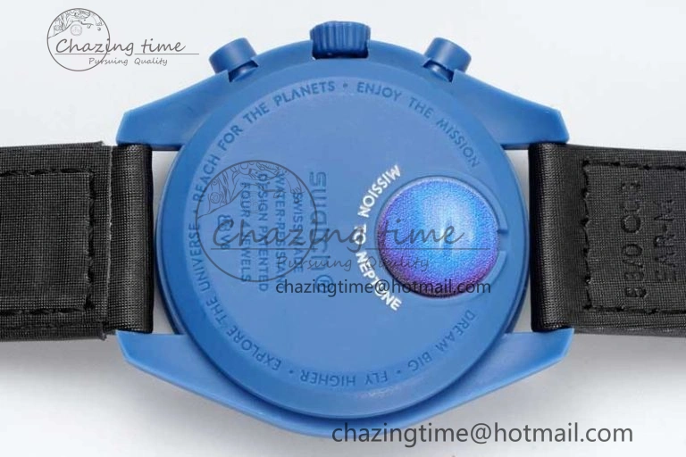 Speedmaster Misson To Neptune 1:1 Best Edition Blue Dial On Nylon Strap Quartz
