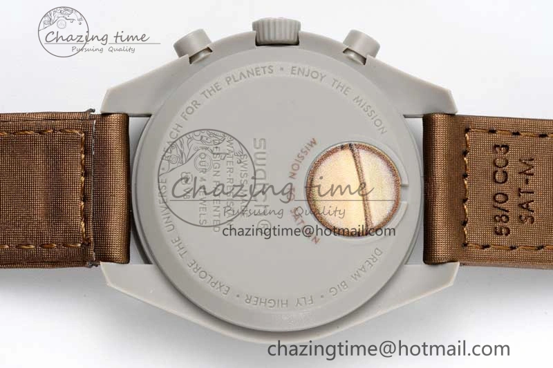 Speedmaster Misson To Saturn 1:1 Best Edition Beige Dial On Nylon Strap Quartz