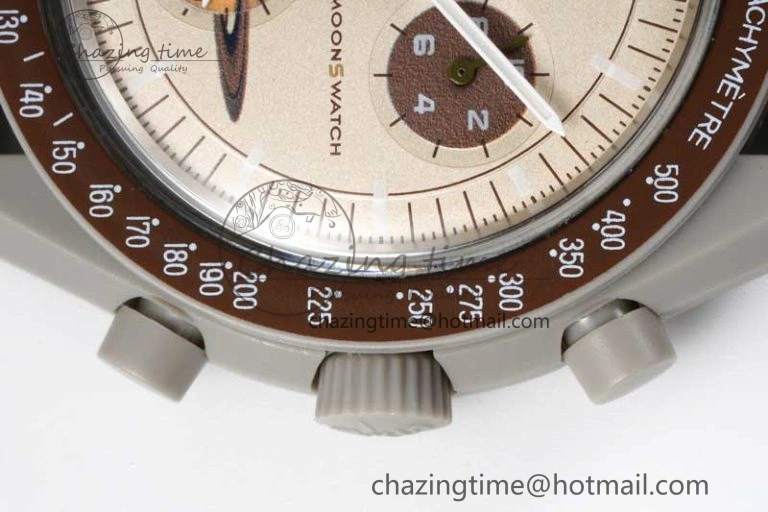 Speedmaster Misson To Saturn 1:1 Best Edition Beige Dial On Nylon Strap Quartz