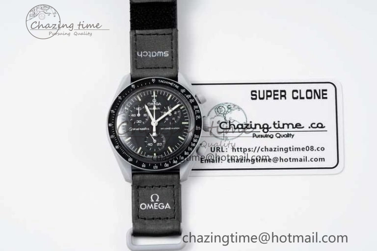 Speedmaster Misson To The Moon 1:1 Best Edition Black Dial On Nylon Strap Quartz